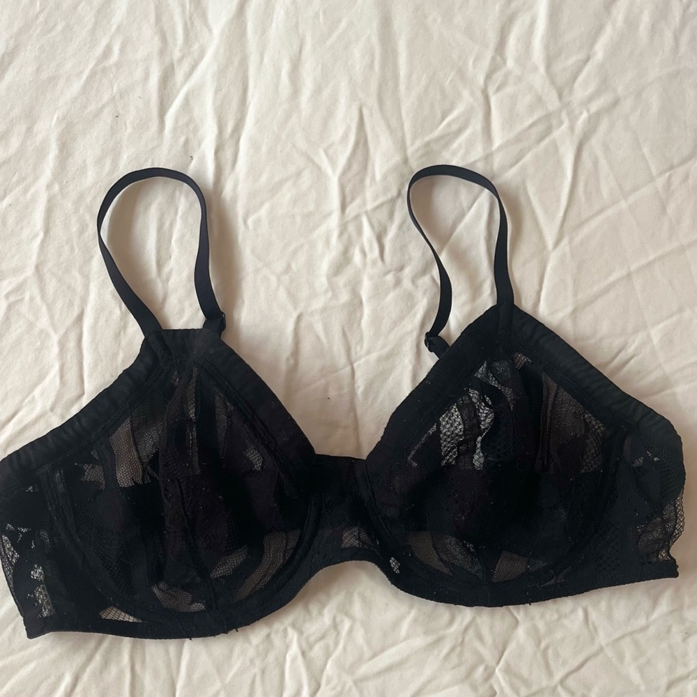 Black Sheer Lace Underwire Bra - Women Intimates